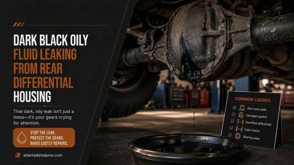 Dark Black Oily Fluid Leaking From Rear Differential Housing