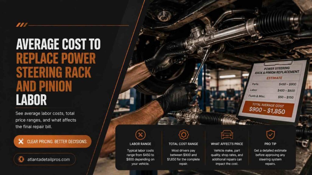 average cost to replace power steering rack and pinion