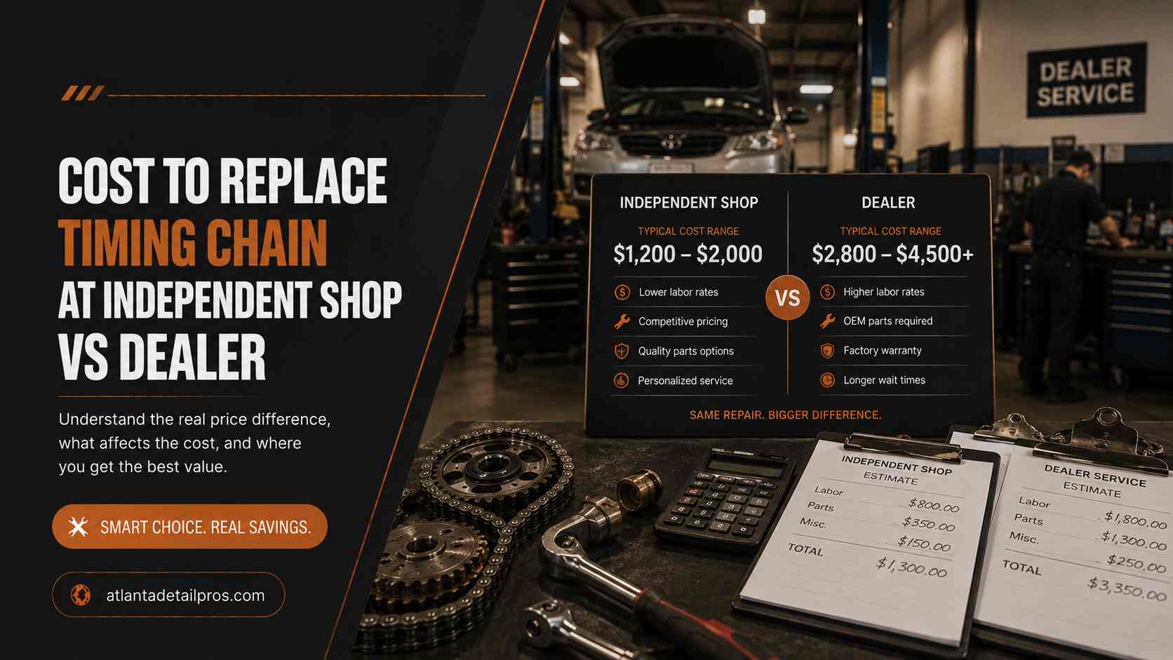 cost to replace timing chain at independent shop vs dealer