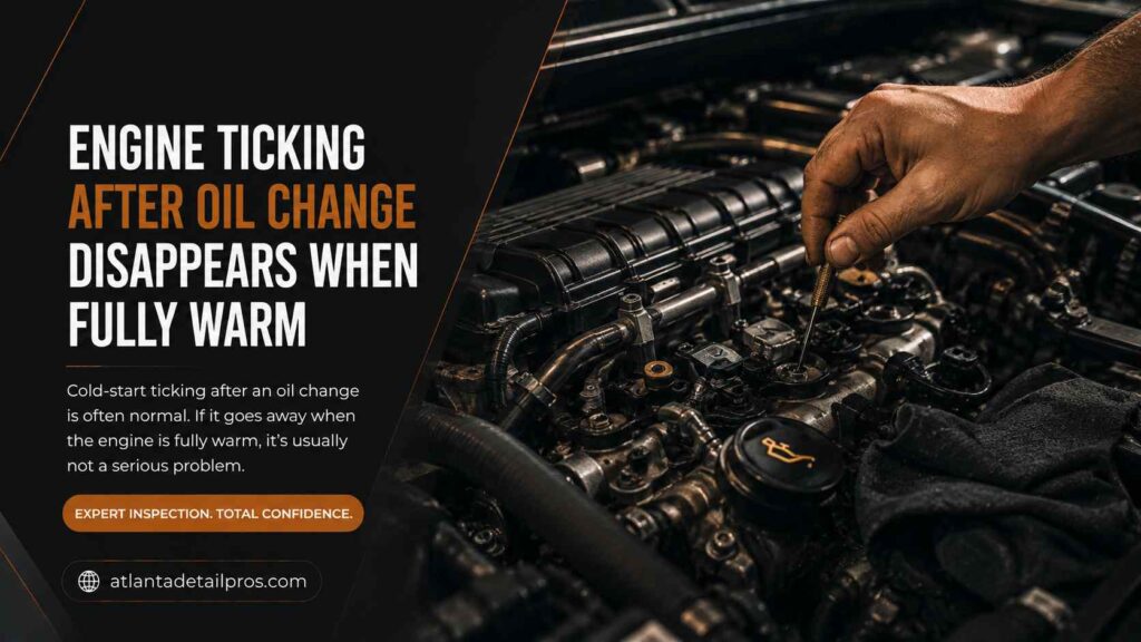 engine ticking after oil change disappears when fully warm