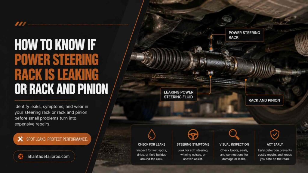 how to know if power steering rack is leaking or rack and pinion