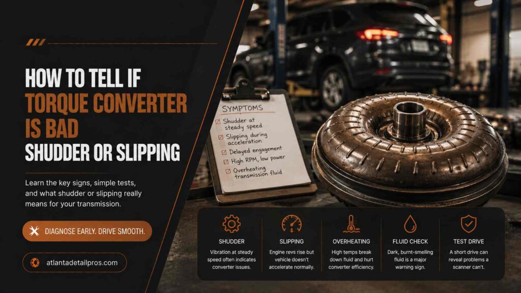 how to tell if torque converter is bad shudder or slipping