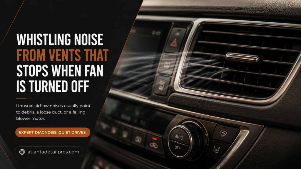 whistling noise from vents that stops when fan is turned off