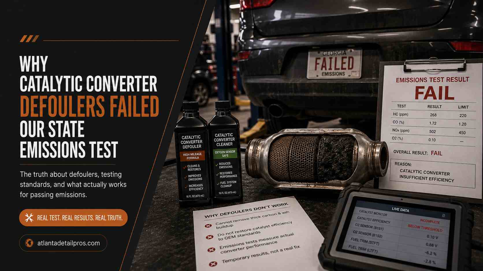 why catalytic converter defoulers failed our state emissions test