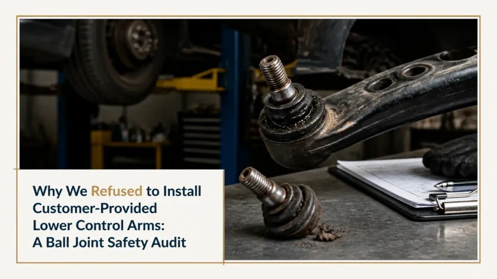 Why We Refused to Install Customer-Provided Lower Control Arms: A Ball Joint Safety Audit